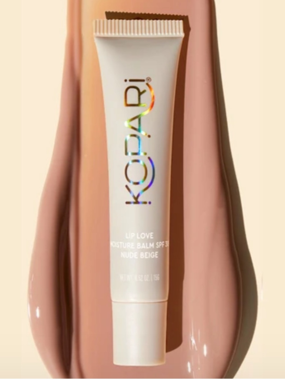 Kopari Lip Love Moisture Balm in Nude Beige and Pink-Infused Tube